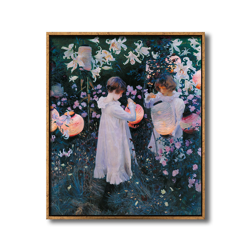 Children and Lantern Activity Painting Traditional Canvas Wall Art, Multiple Sizes Clearhalo 'Art Gallery' 'Canvas Art' 'Traditional' Arts' 1706411