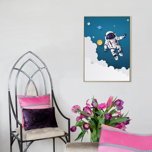 Outer Space Canvas for Bathroom Illustration Painting Wall Print, Multiple Sizes White Clearhalo 'Art Gallery' 'Canvas Art' 'Kids' Arts' 1706422