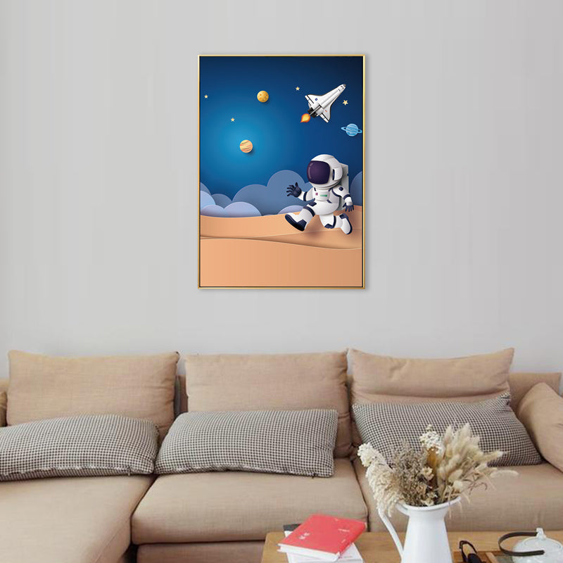 Outer Space Canvas for Bathroom Illustration Painting Wall Print, Multiple Sizes Clearhalo 'Art Gallery' 'Canvas Art' 'Kids' Arts' 1706430