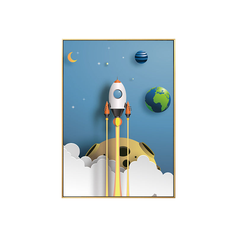 Outer Space Canvas for Bathroom Illustration Painting Wall Print, Multiple Sizes Clearhalo 'Art Gallery' 'Canvas Art' 'Kids' Arts' 1706436