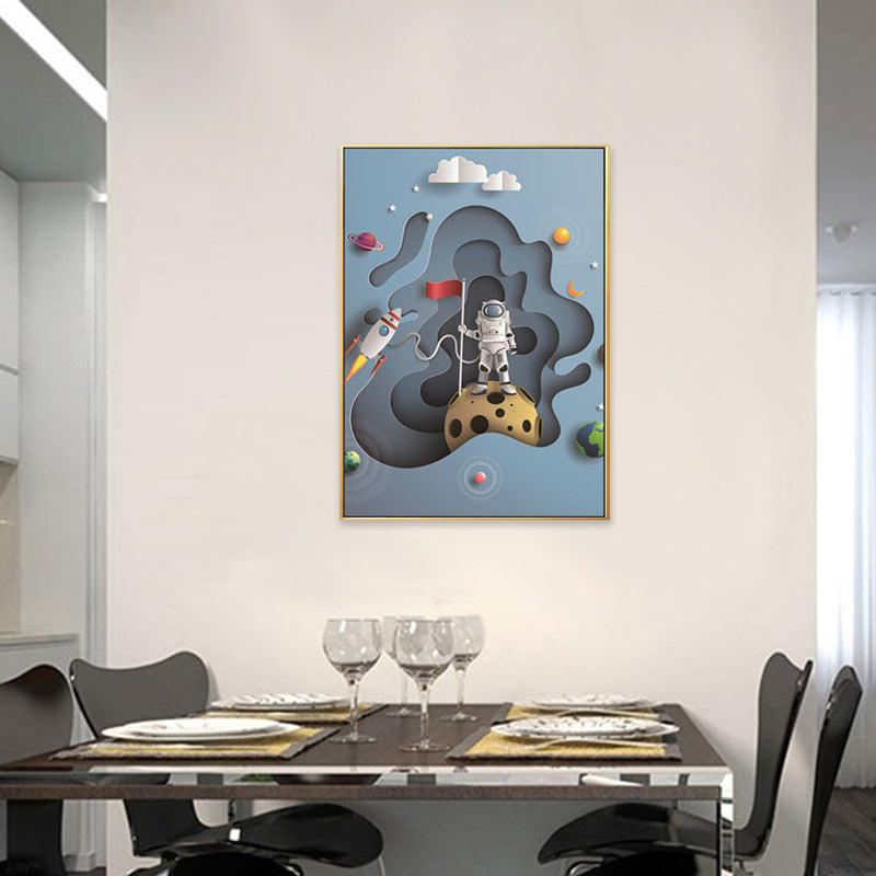 Outer Space Canvas for Bathroom Illustration Painting Wall Print, Multiple Sizes Clearhalo 'Art Gallery' 'Canvas Art' 'Kids' Arts' 1706439