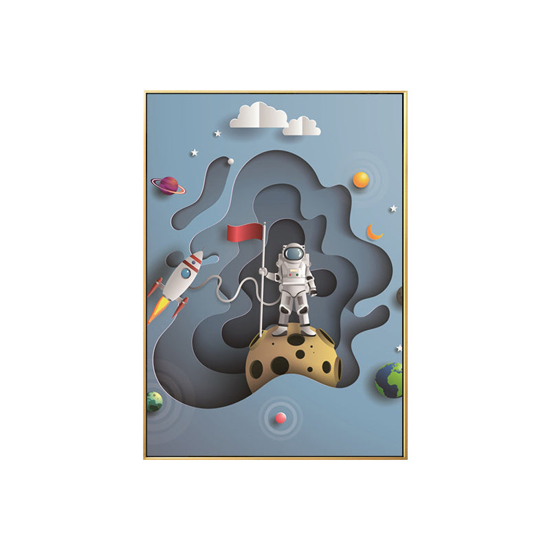 Outer Space Canvas for Bathroom Illustration Painting Wall Print, Multiple Sizes Clearhalo 'Art Gallery' 'Canvas Art' 'Kids' Arts' 1706440