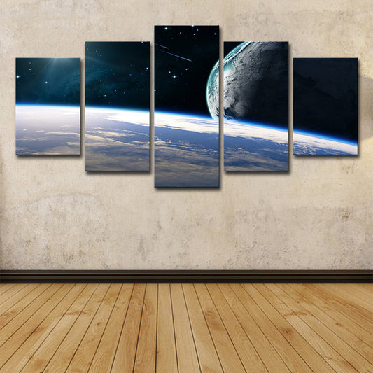Planets and Shooting Stars Canvas Multi-Piece Science Fiction Living Room Wall Art in Blue Clearhalo 'Art Gallery' 'Canvas Art' 'Kids' Arts' 1706467