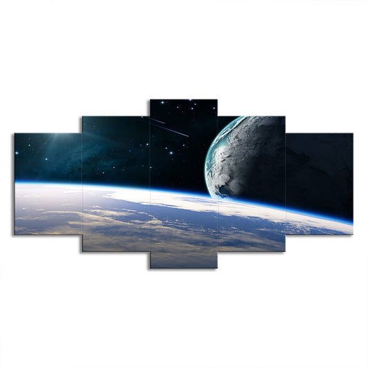 Planets and Shooting Stars Canvas Multi-Piece Science Fiction Living Room Wall Art in Blue Clearhalo 'Art Gallery' 'Canvas Art' 'Kids' Arts' 1706469