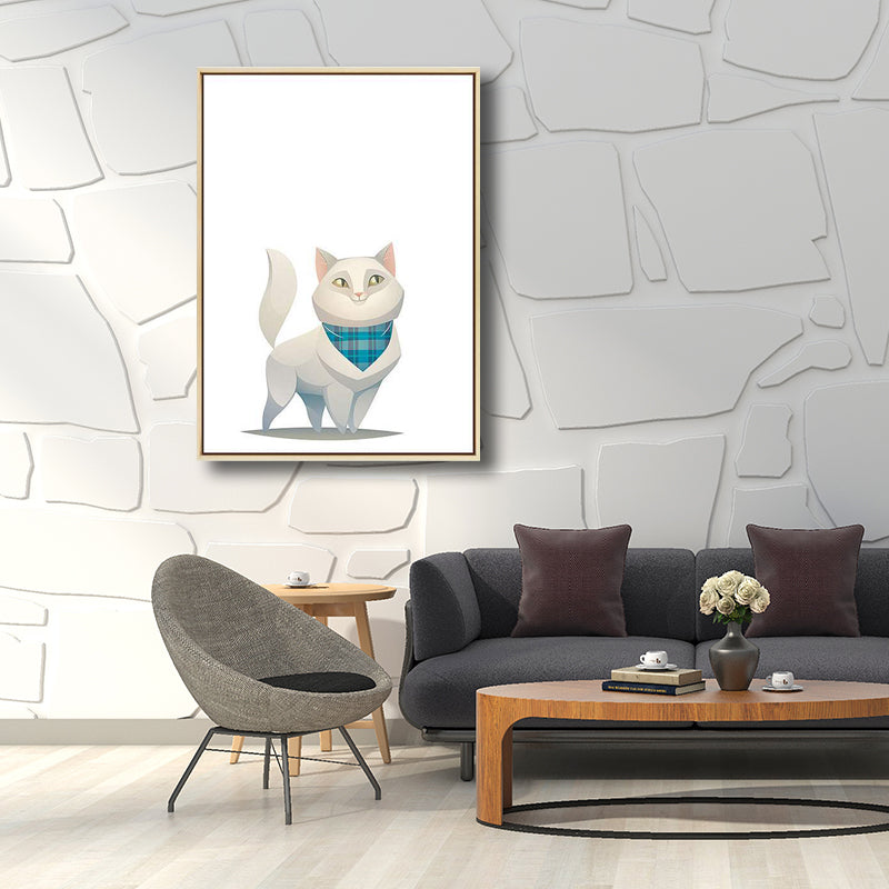 Kids Style Children Painting Animals in Light Color Wall Art Decor, Multiple Sizes Blue Clearhalo 'Art Gallery' 'Canvas Art' 'Kids' Arts' 1706487