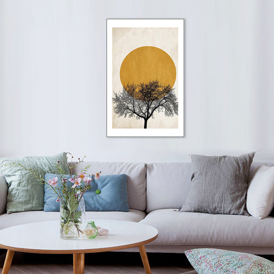 Kids Style Full Moon Painting Children Bedroom Wall Art in Yellow, Multiple Sizes Yellow Clearhalo 'Art Gallery' 'Canvas Art' 'Kids' Arts' 1706519