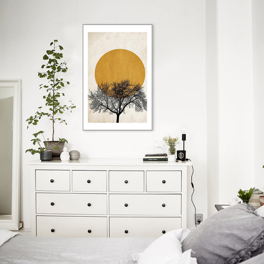 Kids Style Full Moon Painting Children Bedroom Wall Art in Yellow, Multiple Sizes Clearhalo 'Art Gallery' 'Canvas Art' 'Kids' Arts' 1706521