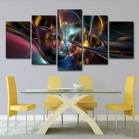 Multicolored Floral Pattern Canvas Art Abstract Modern Multi-Piece Wall Decor on Black Black Clearhalo 'Art Gallery' 'Canvas Art' 'Contemporary Art Gallery' 'Modern' Arts' 1706526