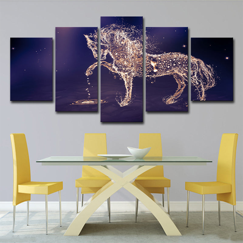 Constellations Horse Wall Art Decor Modernism Multi-Piece Canvas Print in Purple Purple Clearhalo 'Art Gallery' 'Canvas Art' 'Contemporary Art Gallery' 'Modern' Arts' 1706533