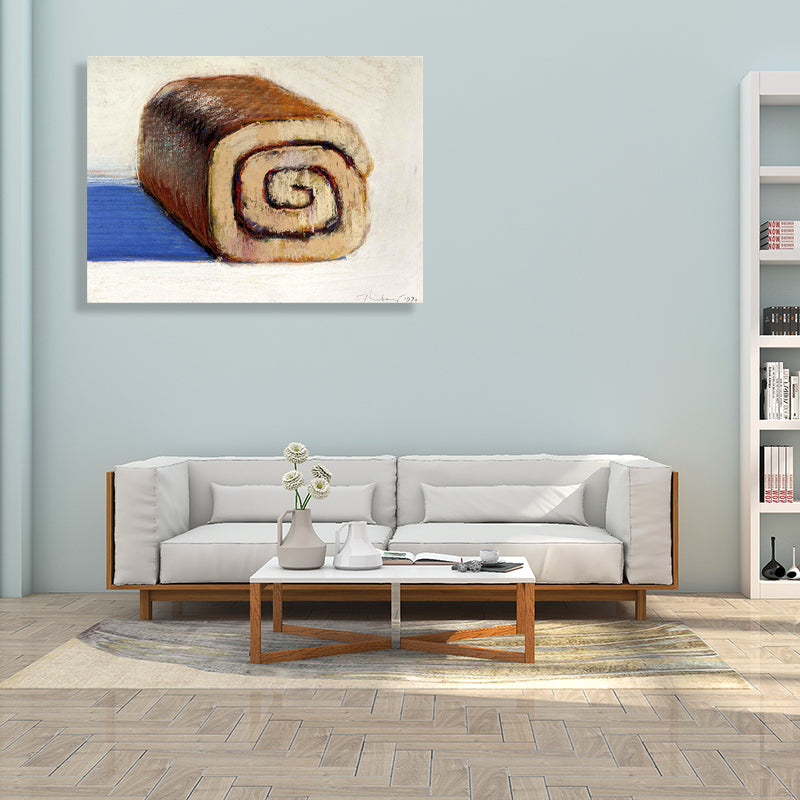 Roll Cake Painting Brown Canvas Wall Art Print Textured, Multiple Sizes Available Brown Clearhalo 'Art Gallery' 'Canvas Art' 'Traditional' Arts' 1706547