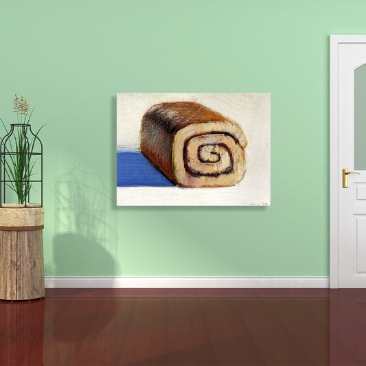 Roll Cake Painting Brown Canvas Wall Art Print Textured, Multiple Sizes Available Clearhalo 'Art Gallery' 'Canvas Art' 'Traditional' Arts' 1706548
