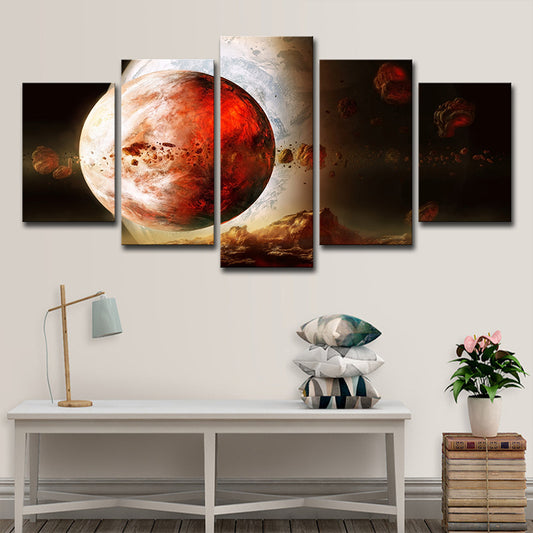 Sci-Fi Canvas Art in Red Digital Print Outer Space Planet Wall Decor for House Interior Clearhalo 'Art Gallery' 'Canvas Art' 'Kids' Arts' 1706554