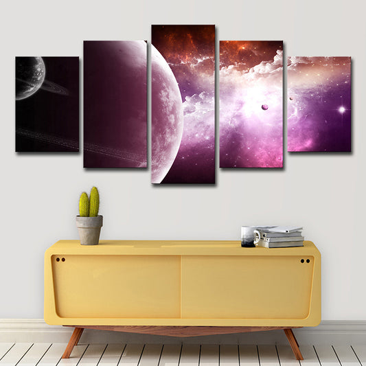 Nebula and Planet Wall Art Fictional Splendid Space Scenery Canvas Print in Purple Clearhalo 'Art Gallery' 'Canvas Art' 'Kids' Arts' 1706567