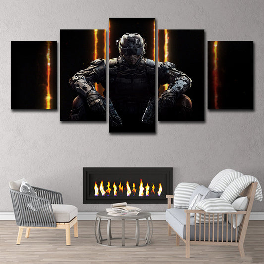 Black Game Character Canvas Print Multi-Piece Wall Art for Teenage Bedroom Black Clearhalo 'Art Gallery' 'Canvas Art' 'Kids' Arts' 1706573