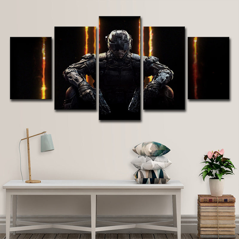 Black Game Character Canvas Print Multi-Piece Wall Art for Teenage Bedroom Clearhalo 'Art Gallery' 'Canvas Art' 'Kids' Arts' 1706574