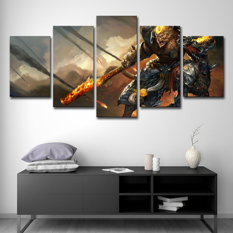 Cartoon Game Character Canvas Art Brown Multi-Piece Wall Decoration for Boys Room Clearhalo 'Art Gallery' 'Canvas Art' 'Kids' Arts' 1706589