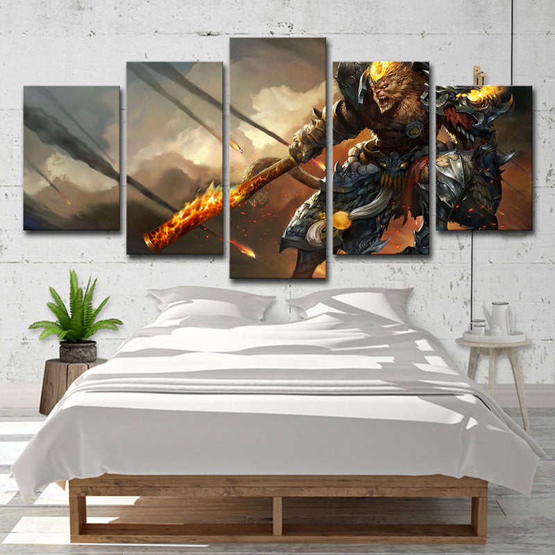 Cartoon Game Character Canvas Art Brown Multi-Piece Wall Decoration for Boys Room Clearhalo 'Art Gallery' 'Canvas Art' 'Kids' Arts' 1706590