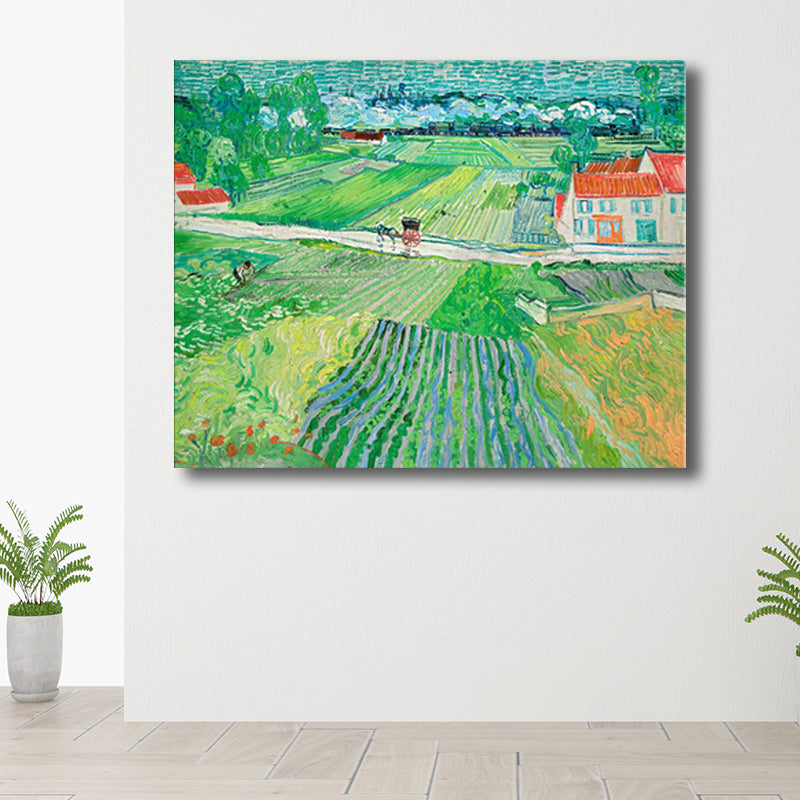 Wheat Field Scenery Wall Art Textured Vintage Bedroom Canvas Print in Pastel Color Clearhalo 'Art Gallery' 'Canvas Art' 'Country Art Gallery' 'French Country' 'Rustic' Arts' 1706596