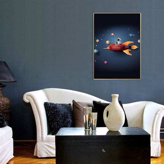 Illustration Painting Modern Art Planet and Astronaut in Soft Color, Multiple Sizes Clearhalo 'Art Gallery' 'Canvas Art' 'Contemporary Art Gallery' 'Modern' Arts' 1706618