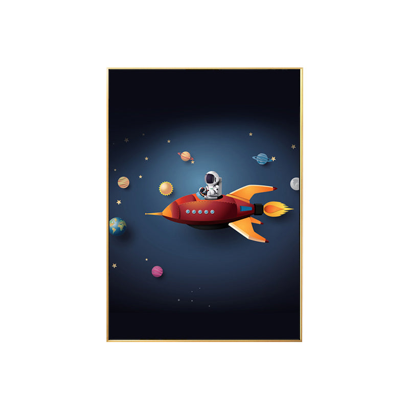 Illustration Painting Modern Art Planet and Astronaut in Soft Color, Multiple Sizes Clearhalo 'Art Gallery' 'Canvas Art' 'Contemporary Art Gallery' 'Modern' Arts' 1706620