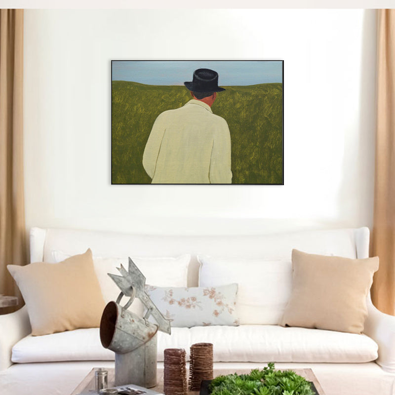 Illustration Figure Print Wall Art Pastel Color Farmhouse Style Canvas Print for Living Room Green Clearhalo 'Art Gallery' 'Canvas Art' 'Country Art Gallery' 'French Country' 'Rustic' Arts' 1706665