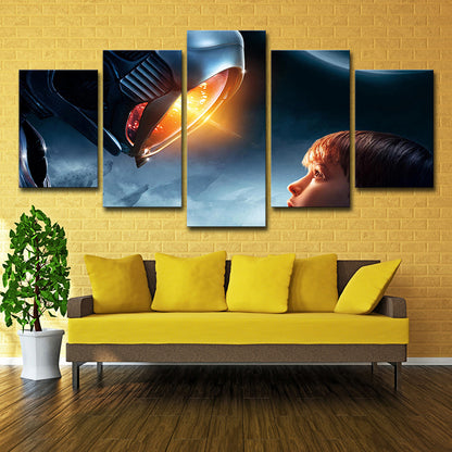 Boy Lost in Space Canvas Science Fiction Multi-Piece Bedroom Wall Art Decor in Blue Blue Clearhalo 'Art Gallery' 'Canvas Art' 'Kids' Arts' 1706722