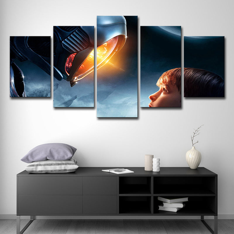 Boy Lost in Space Canvas Science Fiction Multi-Piece Bedroom Wall Art Decor in Blue Clearhalo 'Art Gallery' 'Canvas Art' 'Kids' Arts' 1706723