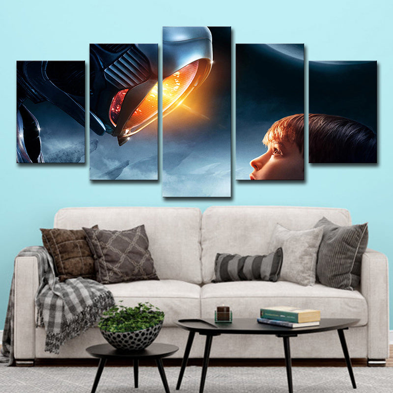 Boy Lost in Space Canvas Science Fiction Multi-Piece Bedroom Wall Art Decor in Blue Clearhalo 'Art Gallery' 'Canvas Art' 'Kids' Arts' 1706724