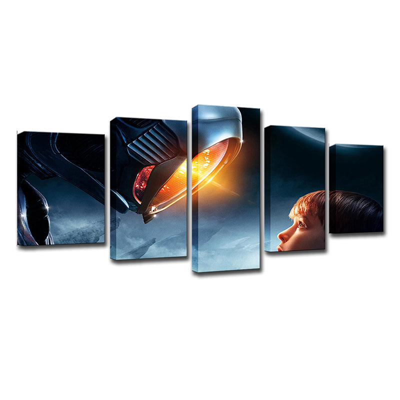 Boy Lost in Space Canvas Science Fiction Multi-Piece Bedroom Wall Art Decor in Blue Clearhalo 'Art Gallery' 'Canvas Art' 'Kids' Arts' 1706725