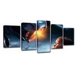 Boy Lost in Space Canvas Science Fiction Multi-Piece Bedroom Wall Art Decor in Blue Clearhalo 'Art Gallery' 'Canvas Art' 'Kids' Arts' 1706725