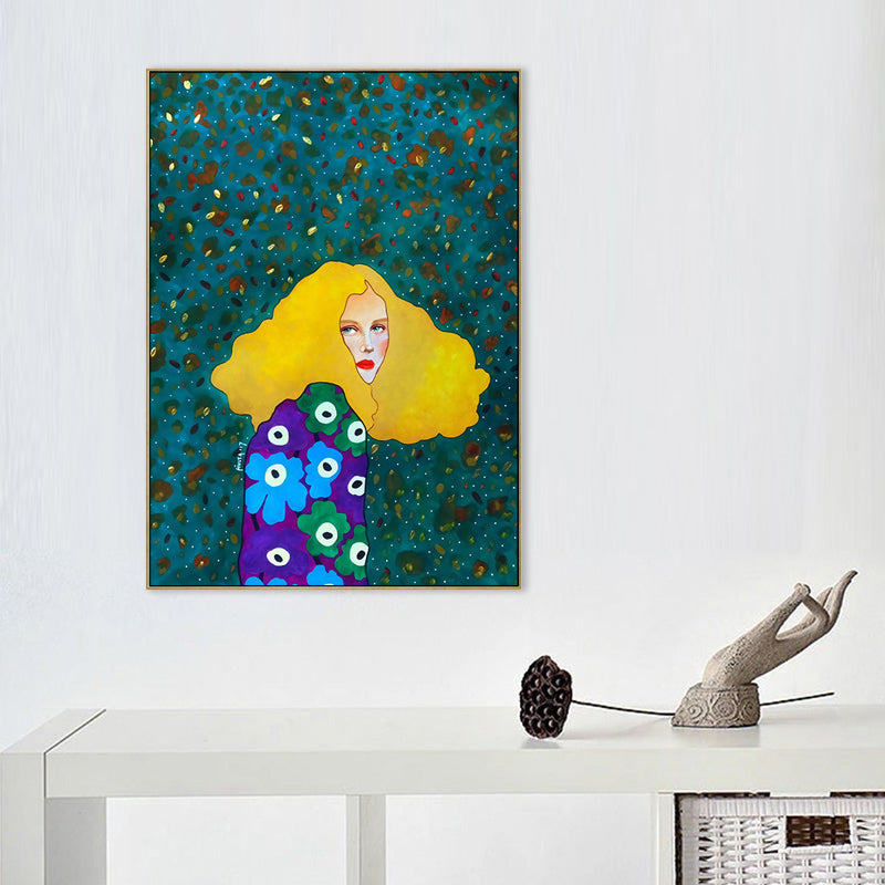 Illustration Figure Drawing Canvas Wall Art for Family Room, Pastel Color, Textured Clearhalo 'Art Gallery' 'Canvas Art' 'Kids' Arts' 1706731