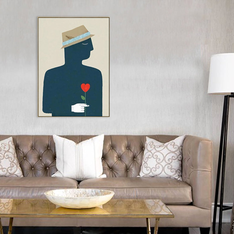 Illustration Figure Drawing Canvas Wall Art for Family Room, Pastel Color, Textured Khaki Clearhalo 'Art Gallery' 'Canvas Art' 'Kids' Arts' 1706741