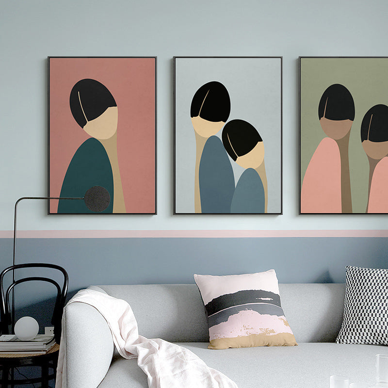 Nordic Style Standing Figure Canvas in Light Color Textured Painting for Bathroom Clearhalo 'Arts' 'Canvas Art' 1706745