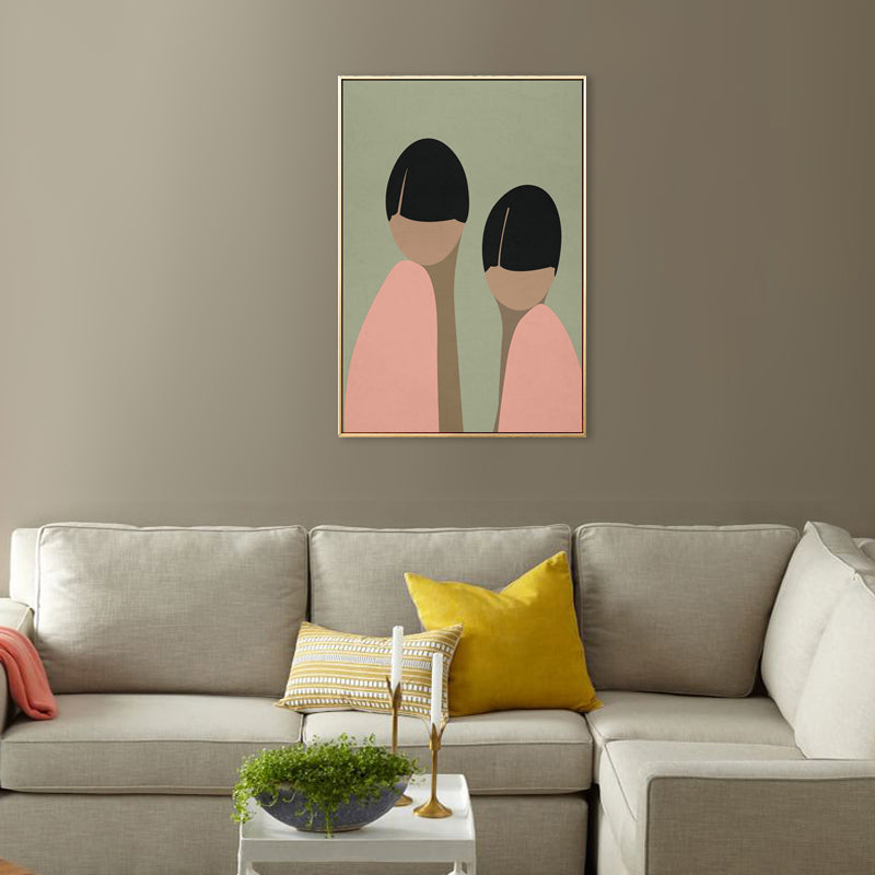 Nordic Style Standing Figure Canvas in Light Color Textured Painting for Bathroom Green Clearhalo 'Arts' 'Canvas Art' 1706752