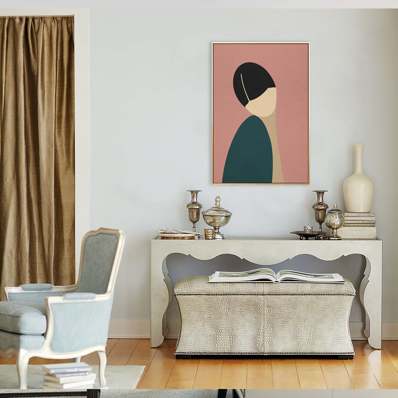 Nordic Style Standing Figure Canvas in Light Color Textured Painting for Bathroom Pink Clearhalo 'Arts' 'Canvas Art' 1706756