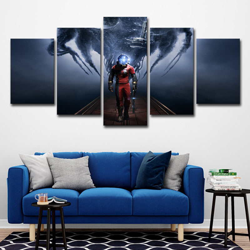 Prey Video Game Scene Canvas Art Kids Multi-Piece Wall Decor in Blue for Bedroom Clearhalo 'Art Gallery' 'Canvas Art' 'Kids' Arts' 1706762
