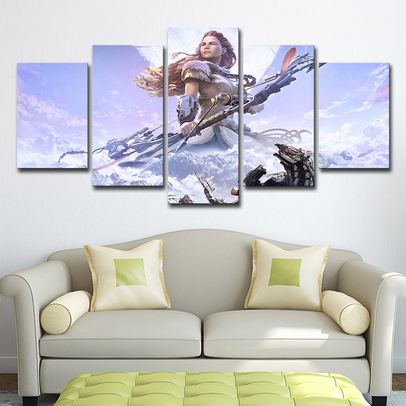 Horizon Zero Dawn Wall Art Purple Kids Style Canvas Print for Teenage Boy Bedroom Purple Clearhalo 'Art Gallery' 'Canvas Art' 'Kids' Arts' 1706767