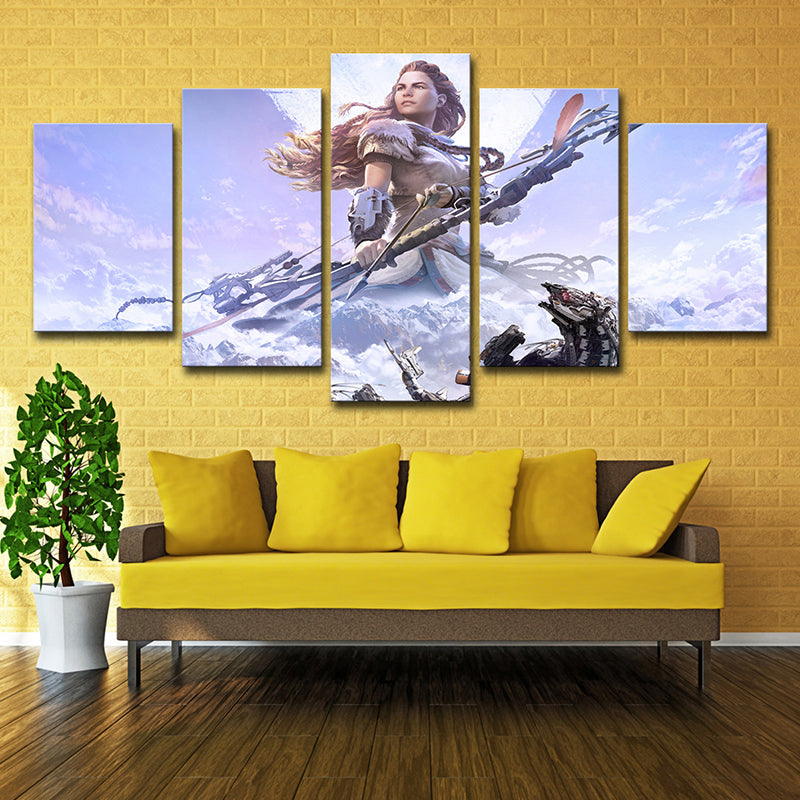 Horizon Zero Dawn Wall Art Purple Kids Style Canvas Print for Teenage Boy Bedroom Clearhalo 'Art Gallery' 'Canvas Art' 'Kids' Arts' 1706768