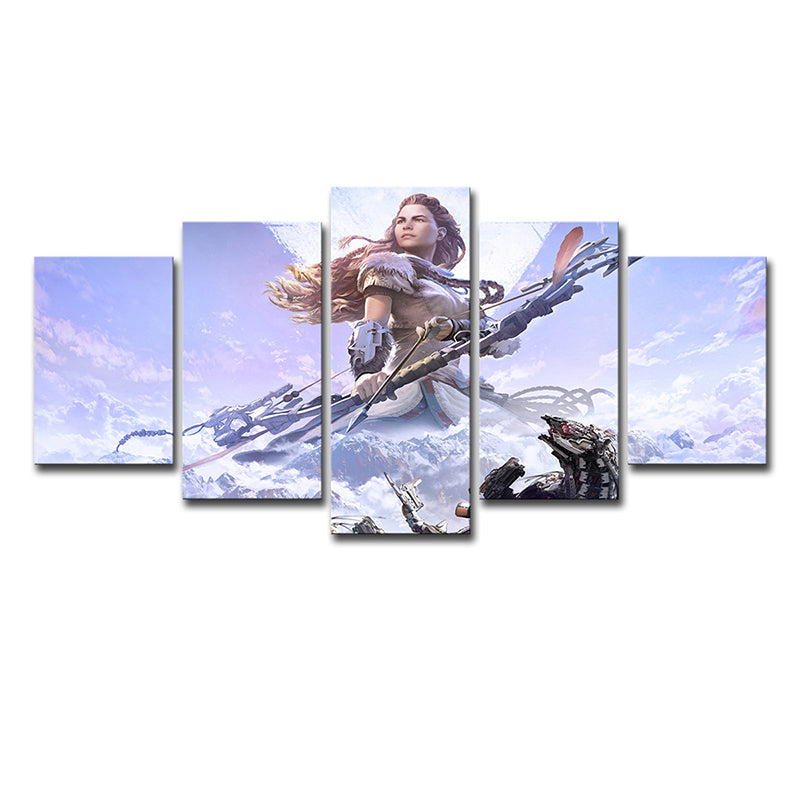 Horizon Zero Dawn Wall Art Purple Kids Style Canvas Print for Teenage Boy Bedroom Clearhalo 'Art Gallery' 'Canvas Art' 'Kids' Arts' 1706770