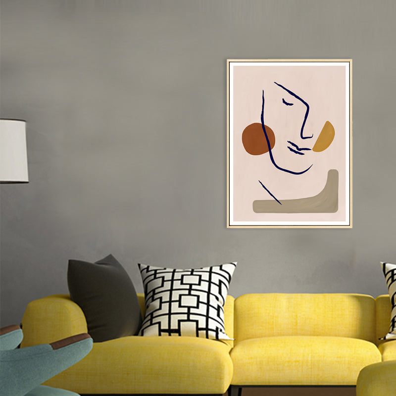 Minimalist Figure Face Wall Art Nude Pink Textured Canvas Print for House Interior Nude Pink Clearhalo 'Art Gallery' 'Canvas Art' 'Contemporary Art Gallery' 'Contemporary Art' 'Minimalism' 'Minimalist Art Gallery' 'Scandinavian' Arts' 1706781