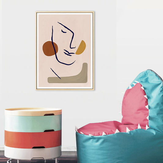 Minimalist Figure Face Wall Art Nude Pink Textured Canvas Print for House Interior Clearhalo 'Art Gallery' 'Canvas Art' 'Contemporary Art Gallery' 'Contemporary Art' 'Minimalism' 'Minimalist Art Gallery' 'Scandinavian' Arts' 1706782
