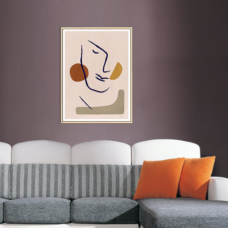Minimalist Figure Face Wall Art Nude Pink Textured Canvas Print for House Interior Clearhalo 'Art Gallery' 'Canvas Art' 'Contemporary Art Gallery' 'Contemporary Art' 'Minimalism' 'Minimalist Art Gallery' 'Scandinavian' Arts' 1706783