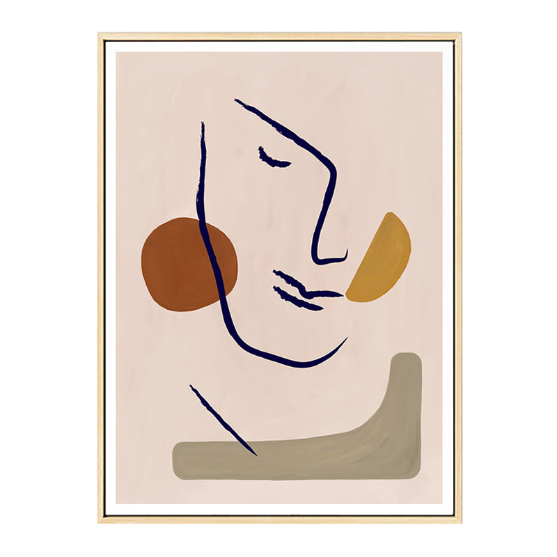 Minimalist Figure Face Wall Art Nude Pink Textured Canvas Print for House Interior Clearhalo 'Art Gallery' 'Canvas Art' 'Contemporary Art Gallery' 'Contemporary Art' 'Minimalism' 'Minimalist Art Gallery' 'Scandinavian' Arts' 1706784