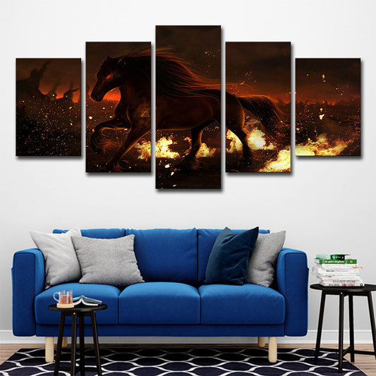 Modern War Zone Steed Canvas Print Brown Multi-Piece Wall Art for Living Room Brown Clearhalo 'Art Gallery' 'Canvas Art' 'Contemporary Art Gallery' 'Modern' Arts' 1706795