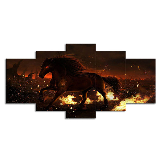 Modern War Zone Steed Canvas Print Brown Multi-Piece Wall Art for Living Room Clearhalo 'Art Gallery' 'Canvas Art' 'Contemporary Art Gallery' 'Modern' Arts' 1706798