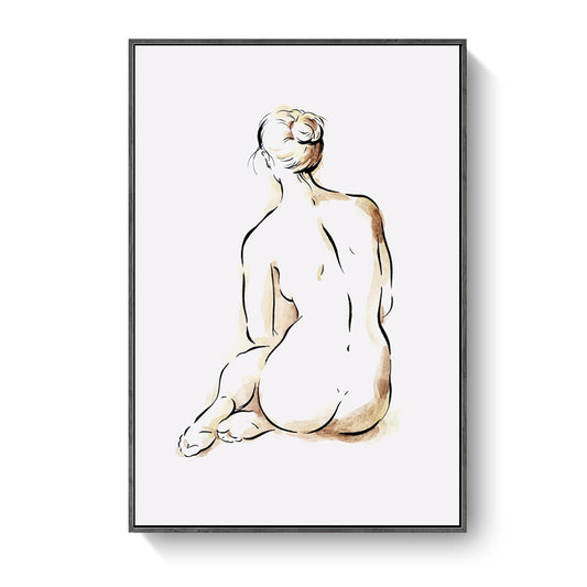 Light Yellow Minimalism Art Nude Women Wall Print for Kitchen, Multiple Sizes Options Clearhalo 'Art Gallery' 'Canvas Art' 'Contemporary Art Gallery' 'Contemporary Art' 'Minimalism' 'Minimalist Art Gallery' 'Scandinavian' Arts' 1706805