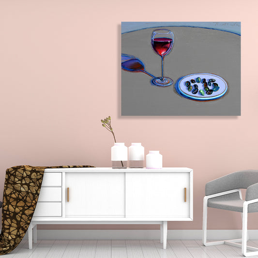Traditional Wine and Candies Painting Foods Gray Wall Art Decor, Multiple Sizes Options Grey Clearhalo 'Art Gallery' 'Canvas Art' 'Traditional' Arts' 1706816