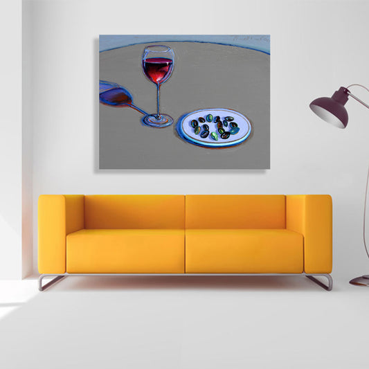 Traditional Wine and Candies Painting Foods Gray Wall Art Decor, Multiple Sizes Options Clearhalo 'Art Gallery' 'Canvas Art' 'Traditional' Arts' 1706817