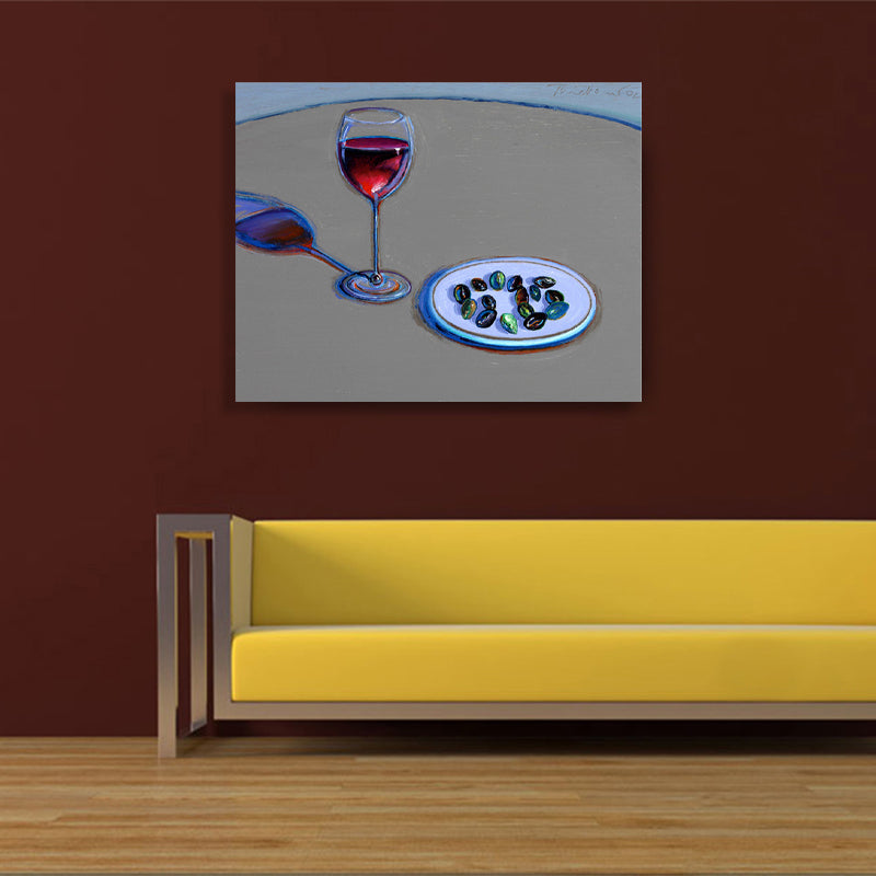 Traditional Wine and Candies Painting Foods Gray Wall Art Decor, Multiple Sizes Options Clearhalo 'Art Gallery' 'Canvas Art' 'Traditional' Arts' 1706818
