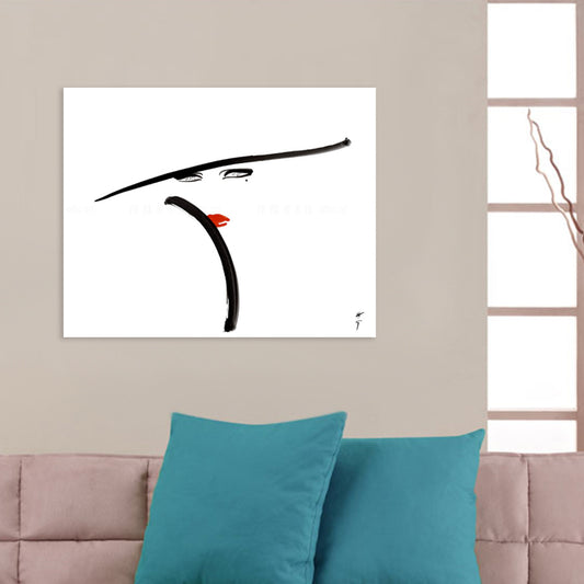 Woman with Hat Wall Art Minimalism Beautiful Figure Drawing Canvas Print in White Clearhalo 'Art Gallery' 'Canvas Art' 'Contemporary Art Gallery' 'Contemporary Art' 'Minimalism' 'Minimalist Art Gallery' 'Scandinavian' Arts' 1706843